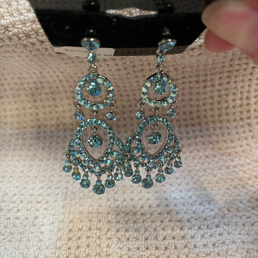 Elegant Blue Chandelier Earrings